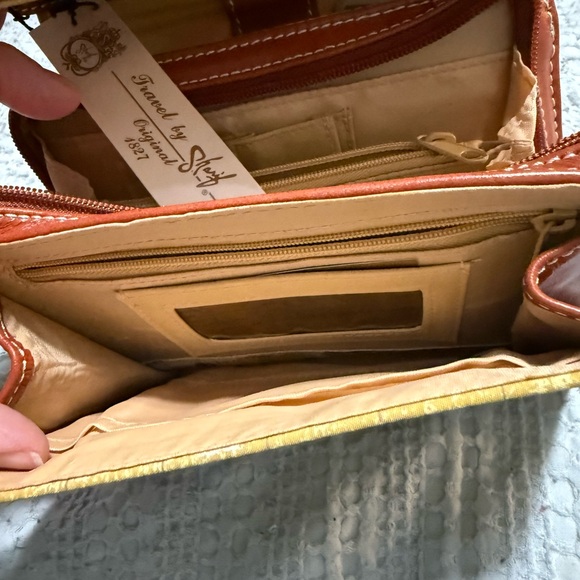 Sharif Yellow and Brown Map Print Crossbody Bag - Picture 4 of 5